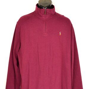 Polo Ralph Lauren Men's Size XL Burgundy Mock Neck 1/4 Zip Long Sleeve Sweater